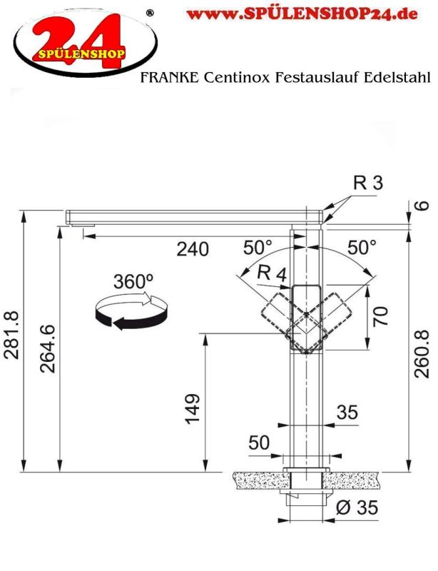 FRANKE Centinox Festauslauf kaufen | Armaturen online