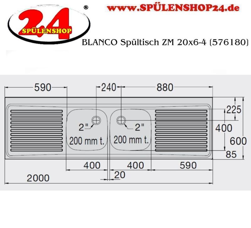 BLANCO Spültisch ZM 20x6-4 | Gewerbespüle online kaufen