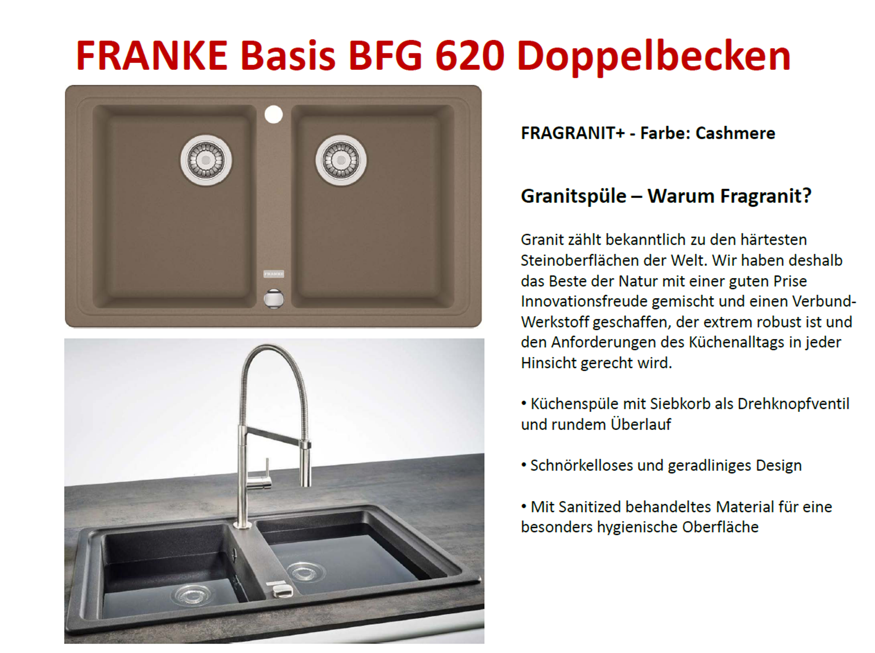 114.0298.963 Graphite Basis 620 FRANKE Évier de cuisine en Fragranit BFG 620 