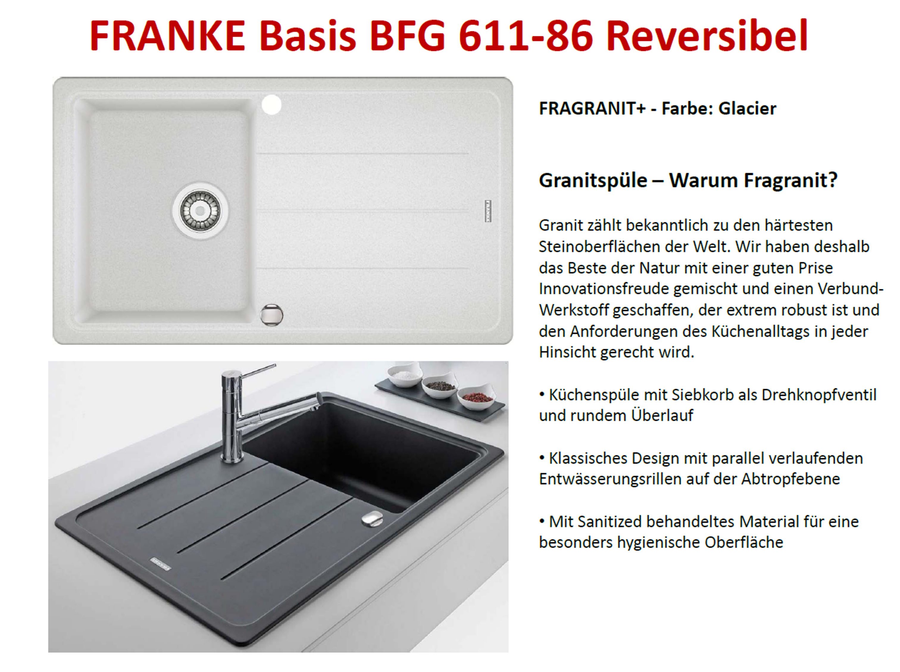 Franke Spüle BASIS BFG 611-86 MAGNOLIA mit Excenterbedienung 