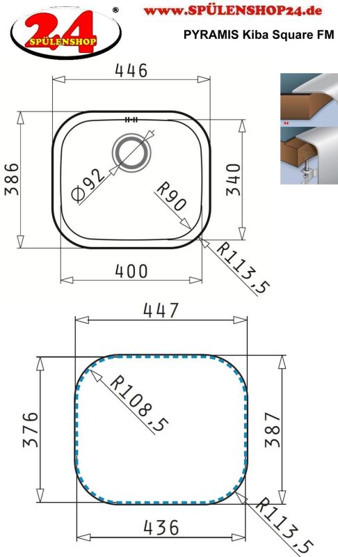 PYRAMIS Kiba Square (46,5x40,5) 1B kaufen | Spülenshop24
