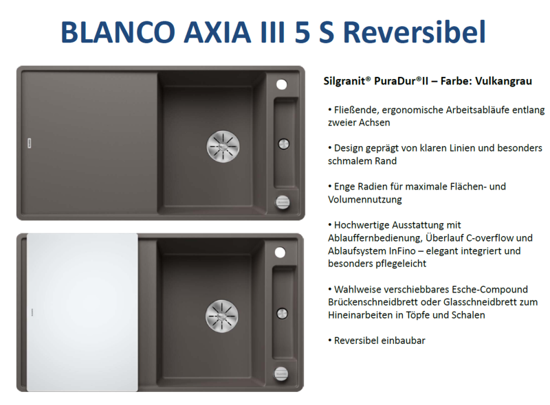BLANCO ZENAR 45 S Granitspüle – Silgranit PuraDur Mit Glasschneidbrett, 860x510 Mm