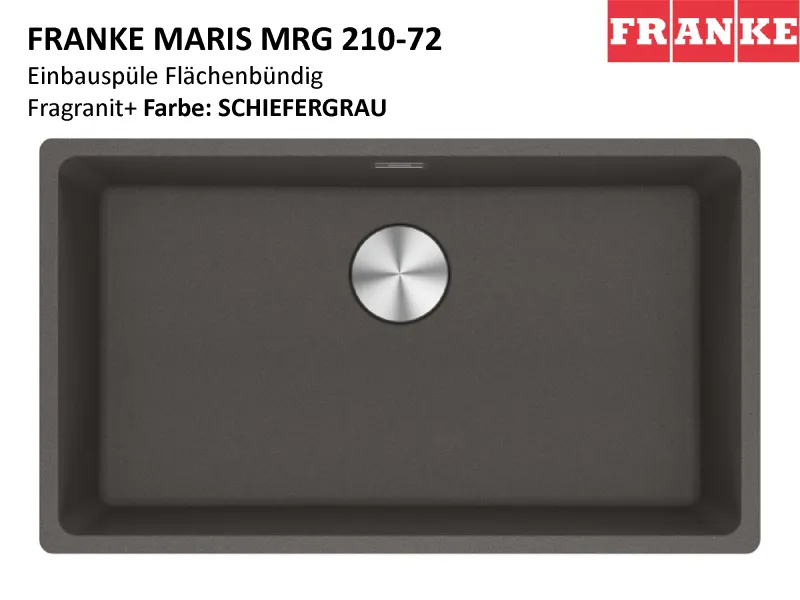 FRANKE Maris Spüle – 970 X 500 Mm, Granit Verbundwerkstoff, Onyx-Farbe, Wandmontage