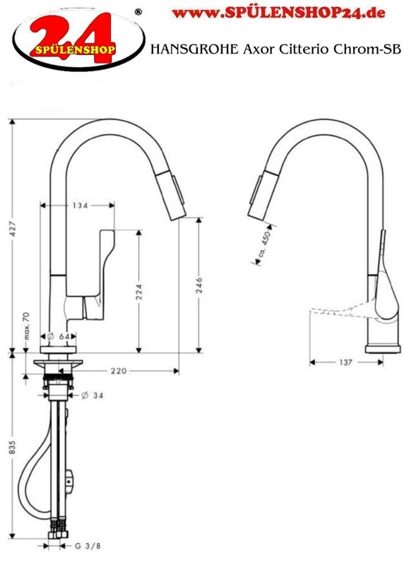 HANSGROHE Axor Citterio 39835-000 SB kaufen | Spülenshop24