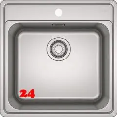 FRANKE Kchensple Bell BCX 610-51 Edelstahl Einbausple mit Einbaurand und Hahnlochbank mit Siebkorb als Stopfenventil