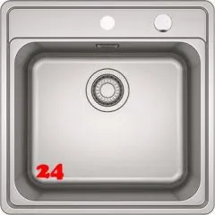 FRANKE Kchensple Bell BCX 210-51 Edelstahlsple Slimtop / Flchenbndig mit Hahnlochbank und Siebkorb als Drehknopfventil