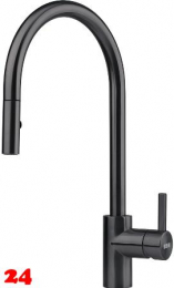 FRANKE Küchenarmatur Eos Neo Einhebelmischer Edelstahl Industrial Black (PVD) mit Auszugsbrause Pull-Down-Spray 180° schwenkbarer Auslauf