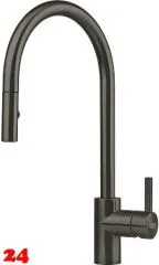 FRANKE Kchenarmatur Eos Neo Einhebelmischer Edelstahl Anthracite (PVD) mit Auszugsbrause Pull-Down-Spray 180 schwenkbarer Auslauf