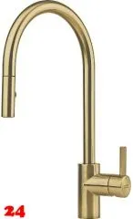 FRANKE Kchenarmatur Eos Neo Einhebelmischer Edelstahl Gold (PVD) mit Auszugsbrause Pull-Down-Spray 180 schwenkbarer Auslauf