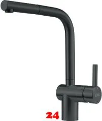 FRANKE Kchenarmatur Atlas Neo Einhebelmischer Edelstahl Industrial Black (PVD) mit Zugauslauf 180 schwenkbar mit Laminar Perlator