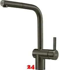 FRANKE Kchenarmatur Atlas Neo Einhebelmischer Edelstahl Anthracite (PVD) mit Zugauslauf 180 schwenkbarer Auslauf mit Laminar Perlator