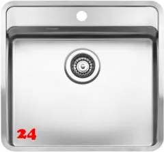 REGINOX Kchensple Ohio 50x40 (L) Hahnlochbank Einbausple mit Flachrand flchenbndig Siebkorb als Stopfenventil