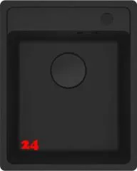 FRANKE Kchensple Maris MRG 610-37 A HLB Fragranit+ Granitsple Black Matt - Black Collection Einbausple mit Siebkorb als Drehknopfventil