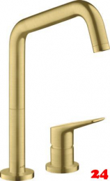 AXOR Küchenarmatur Citterio M Brushed Brass PVD Einhebelmischer als 2-Loch Armatur 240 mit Festauslauf Schwenkbereich einstellbar (34820950)