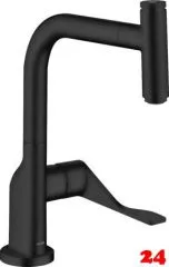 AXOR Kchenarmatur Citterio Select Mattschwarz Einhebelmischer 230 mit Zugauslauf als Ausziehauslauf und Select-Knopf (39861670)