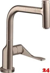 AXOR Kchenarmatur Citterio Select Brushed Nickel PVD Einhebelmischer 230 mit Ausziehauslauf und Select-Knopf (39861820)