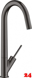AXOR Küchenarmatur Starck Brushed Black Chrome PVD Einhebelmischer 300 mit Festauslauf und Joystick-Bedienung Schwenkbereich einstellbar (10822340)
