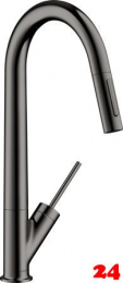 AXOR Küchenarmatur Starck Polished Black Chrome PVD Einhebelmischer 270 mit Ausziehbrause mit Joystick-Bedienung (10821330)