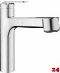 KWC Kchenarmatur Domo E 10.701.033.700FL Einhebelmischer Edelstahl massiv mit Zugauslauf und Brausefunktion (124934)