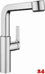 KWC Kchenarmatur Domo E 10.701.003.700FL Einhebelmischer Edelstahl massiv mit Zugauslauf und Brausefunktion (124937)