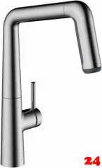 KWC Kchenarmatur Kio 10.481.002.127FL Einhebelmischer Decor Steel mit Zugauslauf und Brausefunktion (125204)