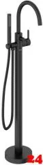 DAMIXA Wannenarmatur Silhouet Freistehend - C-Auslauf Mattschwarz Badarmatur als Einhebelmischer mit Handbrause