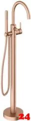 DAMIXA Wannenarmatur Silhouet Freistehend - C-Auslauf Kupfer gebrstet PVD Badarmatur als Einhebelmischer mit Handbrause