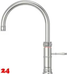 QUOOKER CLASSIC FUSION Round Festauslauf Voll Edelstahl Kchenarmatur mit 5 in 1 Funktion und elektronischer Steuerung Nostalgieoptik (CFNRSST) {NUR Armatur}