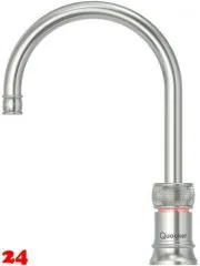 QUOOKER CLASSIC NORDIC Round Festauslauf Voll Edelstahl Single Tap mit 3 in 1 Funktion und elektronischer Steuerung Nostalgieoptik (CNSRSST) {NUR Armatur}