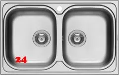 PYRAMIS Kchensple Amaltia (79x50) 2B Einbausple / Doppelsple Siebkorb als Stopfenventil