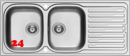 PYRAMIS Küchenspüle Amaltia (116x50) 2B 1D Einbauspüle / Doppelspüle Siebkorb als Drehknopfventil