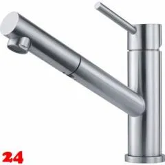 FRANKE Küchenarmatur Orbit Einhebelmischer Edelstahl massiv mit Zugauslauf als Schlauchbrause 120° schwenkbarer Auslauf FRANKE Küchenarmatur Orbit Einhebelmischer Edelstahl massiv mit Zugauslauf als Schlauchbrause 120° schwenkbarer Auslauf
