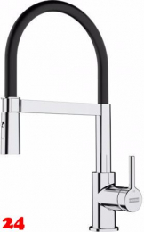 FRANKE Küchenarmatur Lina Semi Pro Einhebelmischer Chrom / Black Matt mit Pendelbrause umstellbar 150° schwenkbarer Auslauf
