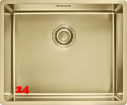 FRANKE Design Küchenspüle Mythos Masterpiece BXM 210/110-50 Edelstahlspüle Gold F-INOX 3 in 1 Siebkorb als Stopfenventil