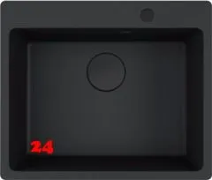 FRANKE Kchensple Maris MRG 610-54 A HLB Fragranit+ Granitsple Black Matt - Black Collection Einbausple mit Siebkorb als Drehknopfventil