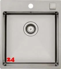 BERNUS Kchensple Cubus 441 SOFT Edelstahlsple Flachrand / Flchenbndig mit Hahnlochbank und Siebkorb als Drehknopfventil