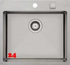 BERNUS Kchensple Cubus 541 SOFT Edelstahlsple Flachrand / Flchenbndig mit Hahnlochbank und Siebkorb als Drehknopfventil