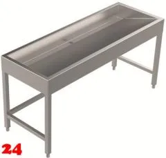 DREILICH Waschrinne 510 UB-1600 mit Schrze bodenstehend mit Unterbau gekantete und geschweite Konstruktion Lnge 1600mm (3502180254)