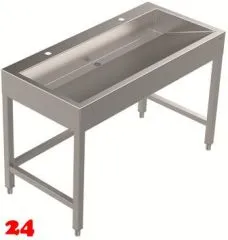 DREILICH Waschrinne 510HB UB-1200 mit Schrze und Hahnlochbank bodenstehend mit Unterbau geschweite Konstruktion Lnge 1200mm (3502180259)