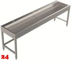 DREILICH Waschrinne 510HB UB-2400 mit Schrze und Hahnlochbank bodenstehend mit Unterbau geschweite Konstruktion Lnge 2400mm (3502180264)