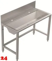 DREILICH Waschrinne 405SW UB-1200 ohne Schrze HLB mit Spritzwand bodenstehend mit Unterbau geschweite Konstruktion Lnge 1200mm (3502180245)