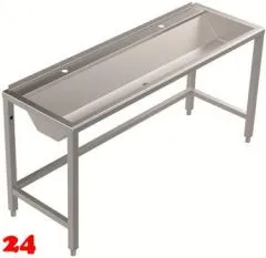 DREILICH Waschrinne 405 UB-1600 ohne Schrze Hahnlochbank bodenstehend mit Unterbau geschweite Konstruktion Lnge 1600mm (3502180240)