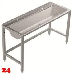 DREILICH Waschrinne 405 UB-1400 ohne Schrze Hahnlochbank bodenstehend mit Unterbau geschweite Konstruktion Lnge 1400mm (3502180239)