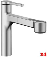 KWC Kchenarmatur Ava 2.0 10.461.032.177FL Einhebelmischer Brushed Steel mit Zugauslauf und Brausefunktion (125366)