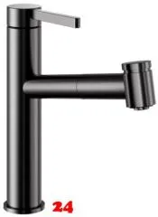 KWC Kchenarmatur Bevo E 10.531.032.751FL Einhebelmischer Industrial Black mit Zugauslauf und Brausefunktion (125591)