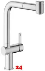 KWC Kchenarmatur Bevo E 10.531.003.700FL Einhebelmischer Edelstahl massiv mit Zugauslauf und Brausefunktion (125354)