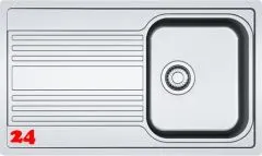 FRANKE Kchensple Rapid RPX 251-86 Edelstahlsple Slimtop / Flchenbndig mit Siebkorb als Drehknopfventil