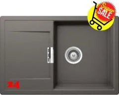 ✅ SCHOCK Kchensple Mono D-100 Cristadur Nano-Granitsple / Einbausple mit Drehexcenter Farbe Silverstone