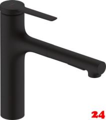 HANSGROHE Kchenarmatur Zesis M33 Mattschwarz Einhebelmischer 160 mit Ausziehbrause, 2jet (74801670)