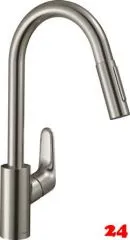 HANSGROHE Kchenarmatur Focus M41 Edelstahl Finish Einhebelmischer 240 EcoSmart mit Ausziehbrause, 2jet (31833800)